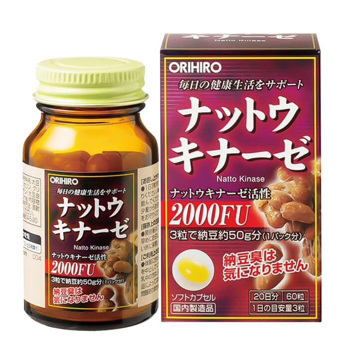 Viên uống điều trị tai biến Orihiro Nattokinase 2000FU 60viên Nhật Bản